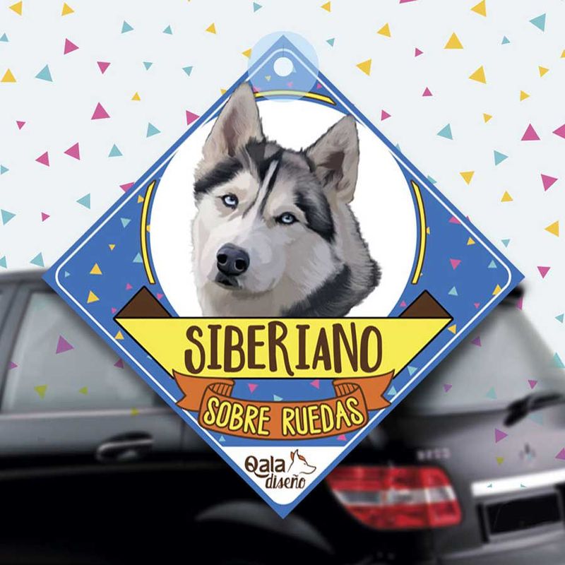 QALA DISEÑO - Colgante de auto 15x15 cm - Qala Diseño - Perro Siberiano