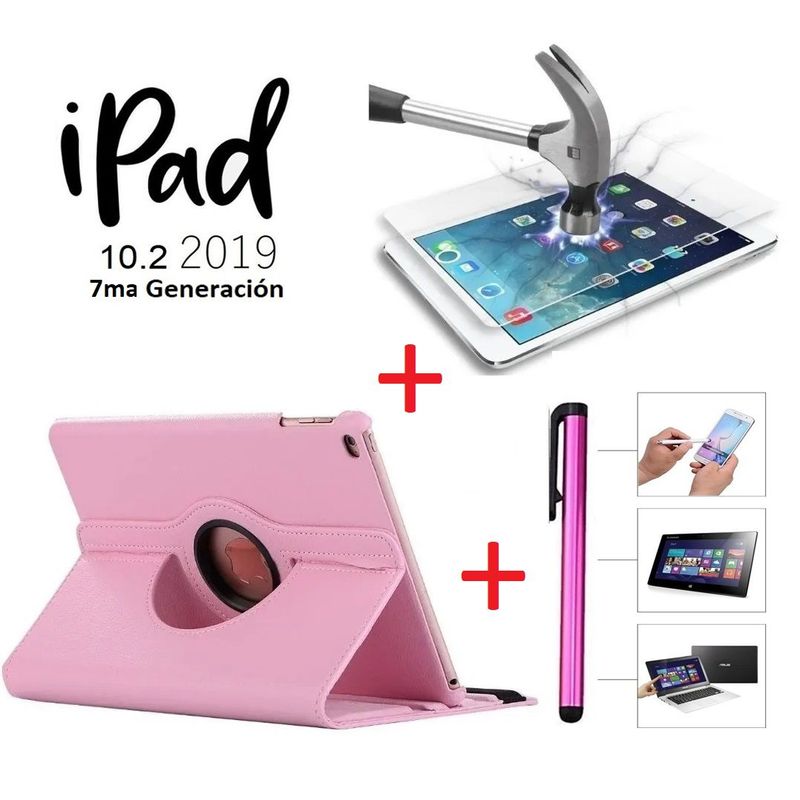 GENERICO - Funda + Mica Protector + Lapiz para iPad 10.2 7ma Gen A2197 A2200