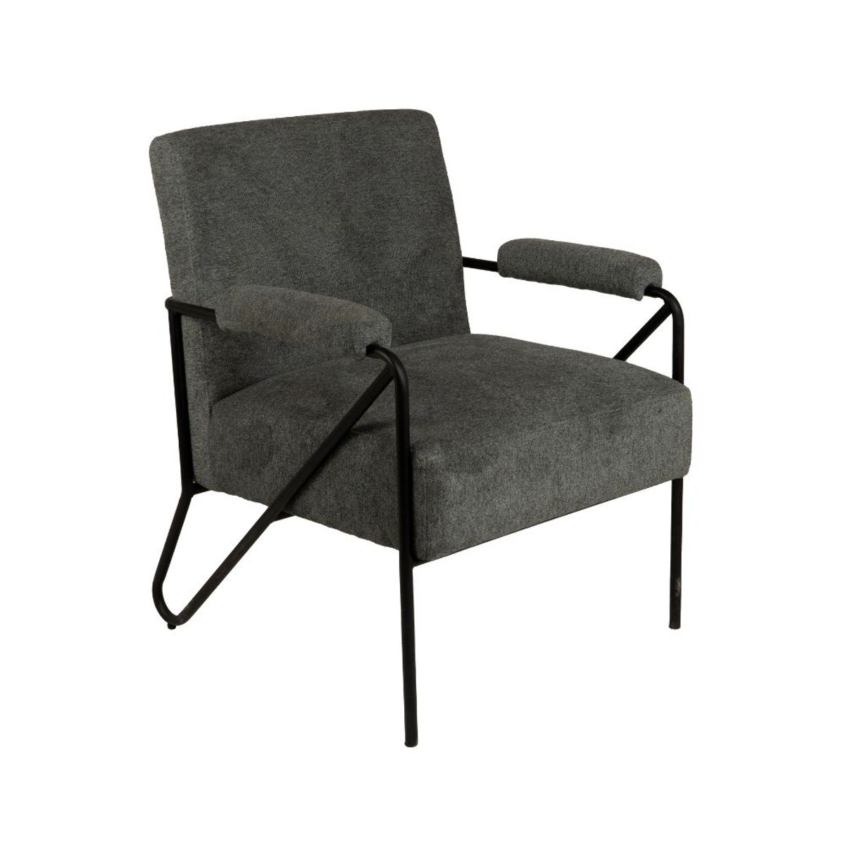 NIHM - Butaca de Metal y Tela Beams Gris Oscuro