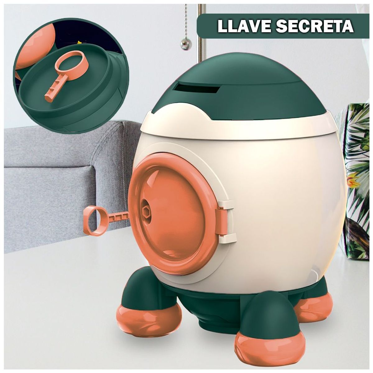 SASHIJA - Alcancía Cohete con Stickers 2D 3D Kawaii para Niños Y51 Verde