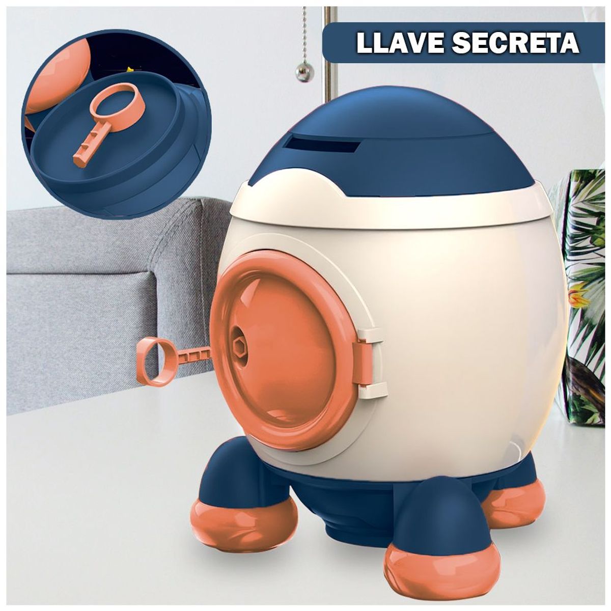 SASHIJA - Alcancía Cohete con Stickers 2D 3D Kawaii para Niños Y51 Azul