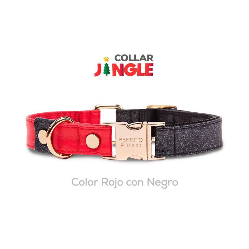PERRITO PITUCO - COLLAR PERRITO PITUCO JINGLE ROJO Y NEGRO TALLA M
