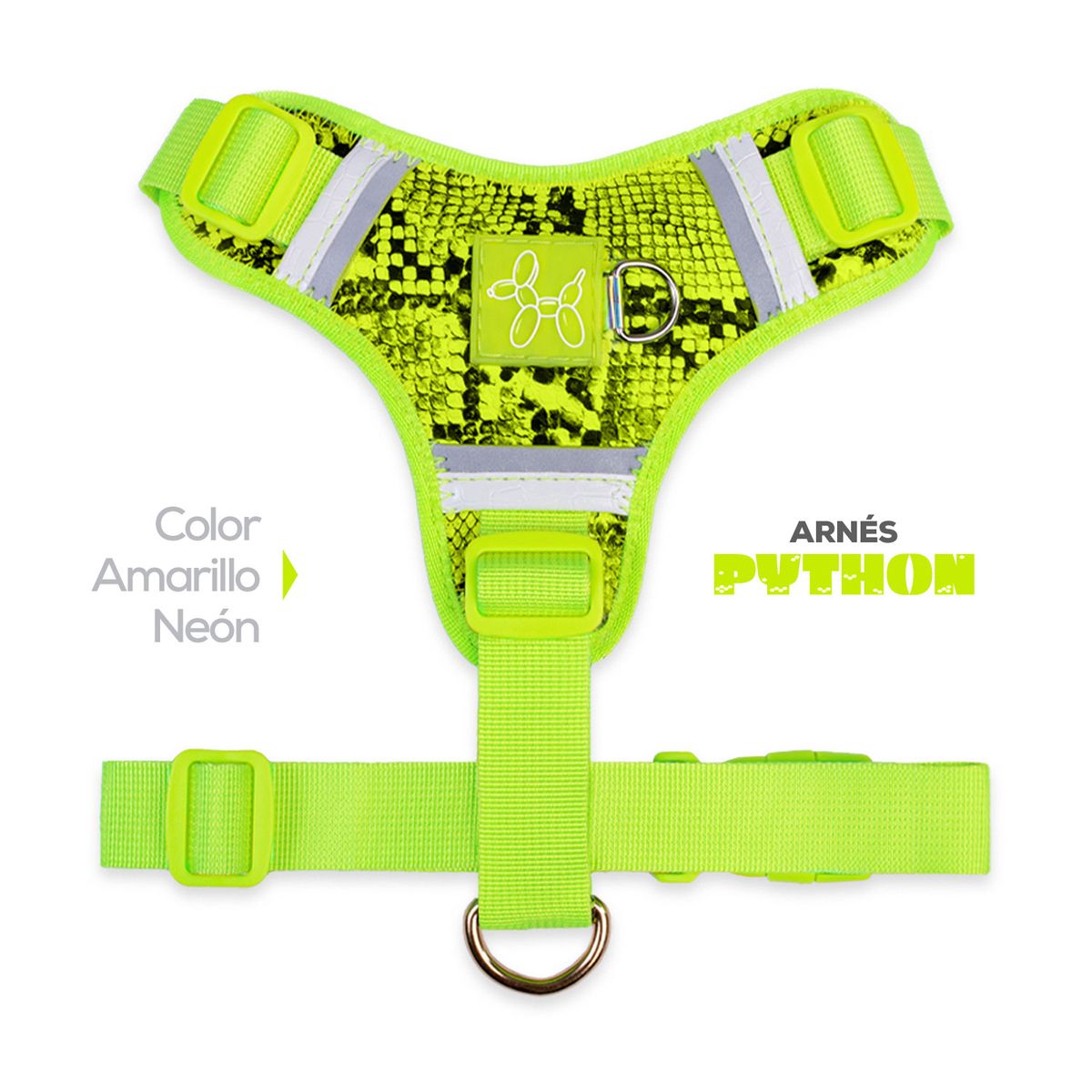 PERRITO PITUCO - ARNÉS PERRITO PITUCO PYTHON AMARILLO NEÓN TALLA L