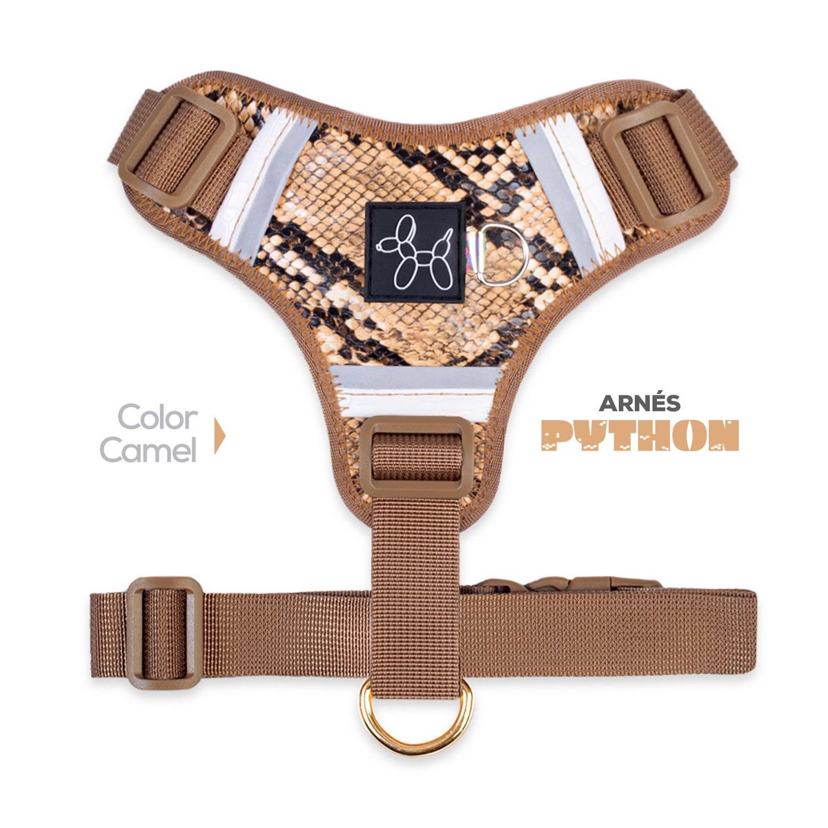 PERRITO PITUCO - ARNÉS PERRITO PITUCO PYTHON CAMEL TALLA S