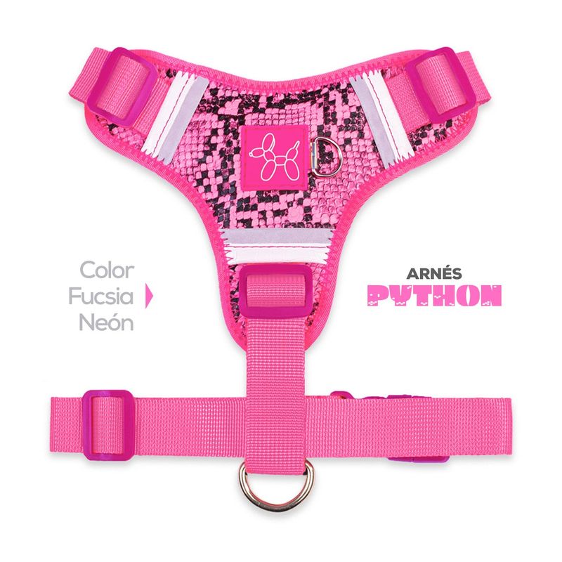 PERRITO PITUCO - ARNÉS PERRITO PITUCO PYTHON FUCSIA NEÓN TALLA M