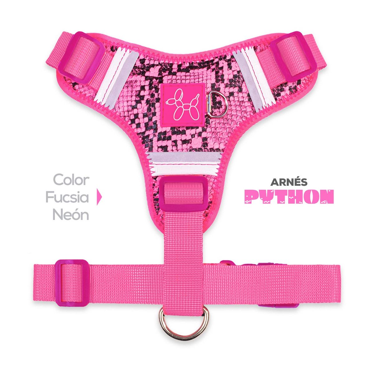 PERRITO PITUCO - ARNÉS PERRITO PITUCO PYTHON FUCSIA NEÓN TALLA S