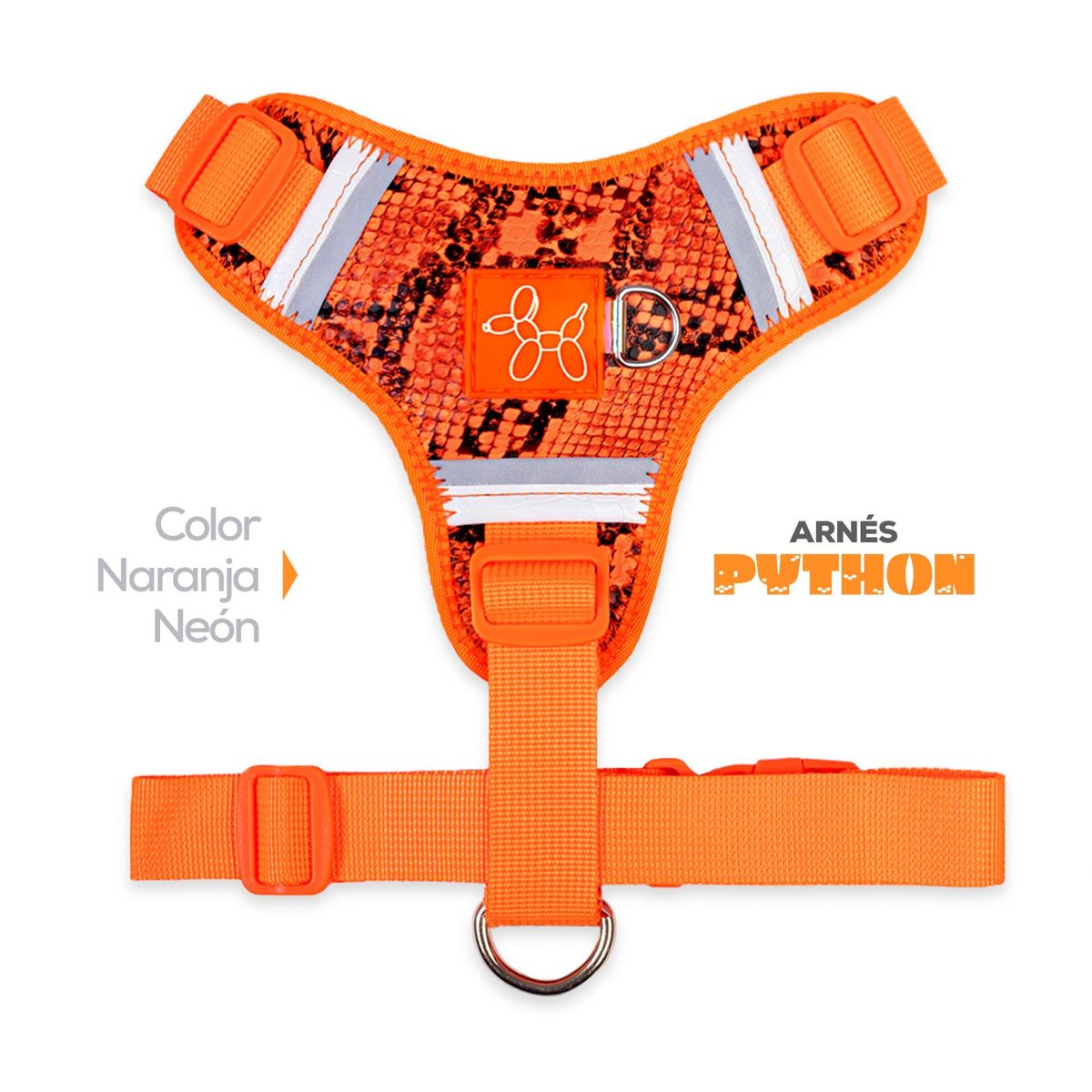 PERRITO PITUCO - ARNÉS PERRITO PITUCO PYTHON NARANJA NEÓN TALLA XS