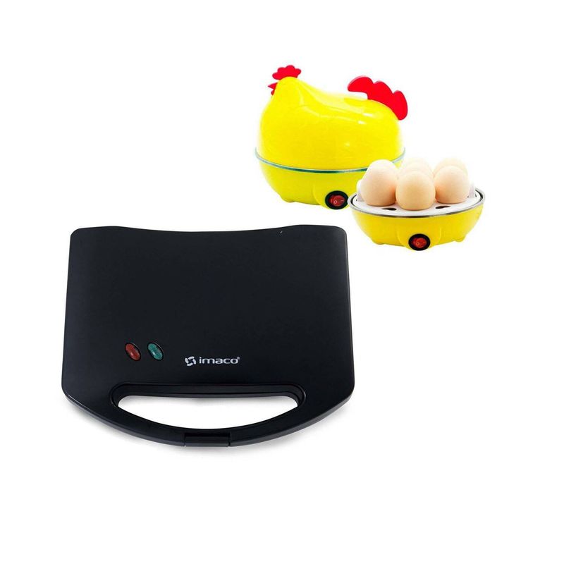 IMACO - Sandwichera con Placas  Hervidor De 7Huevos gallina
