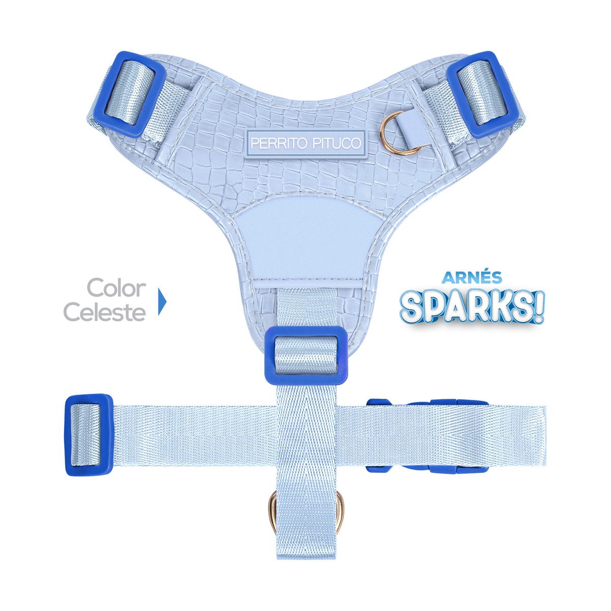 PERRITO PITUCO - ARNÉS PERRITO PITUCO SPARKS CELESTE TALLA M