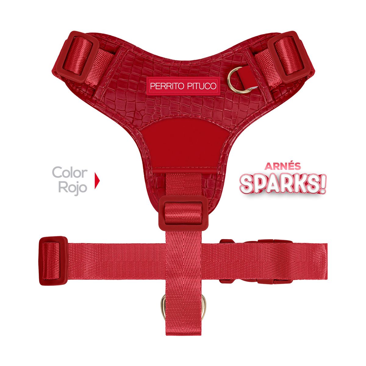 PERRITO PITUCO - ARNÉS PERRITO PITUCO SPARKS ROJO TALLA S