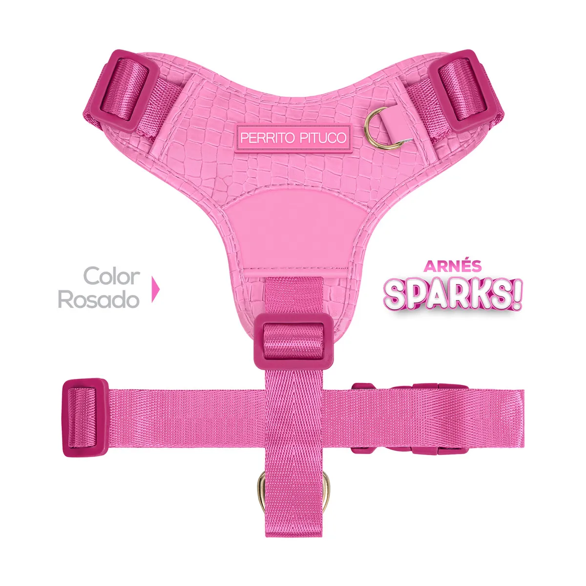 PERRITO PITUCO - ARNÉS PERRITO PITUCO SPARKS ROSADO TALLA L