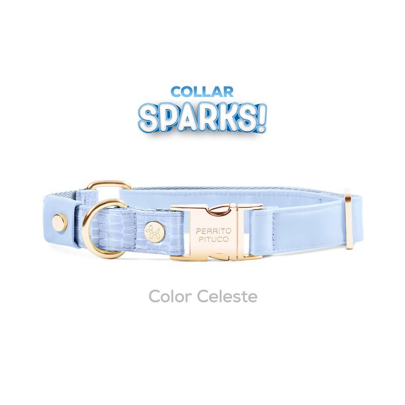 PERRITO PITUCO - COLLAR PERRITO PITUCO SPARKS CELESTE TALLA XS