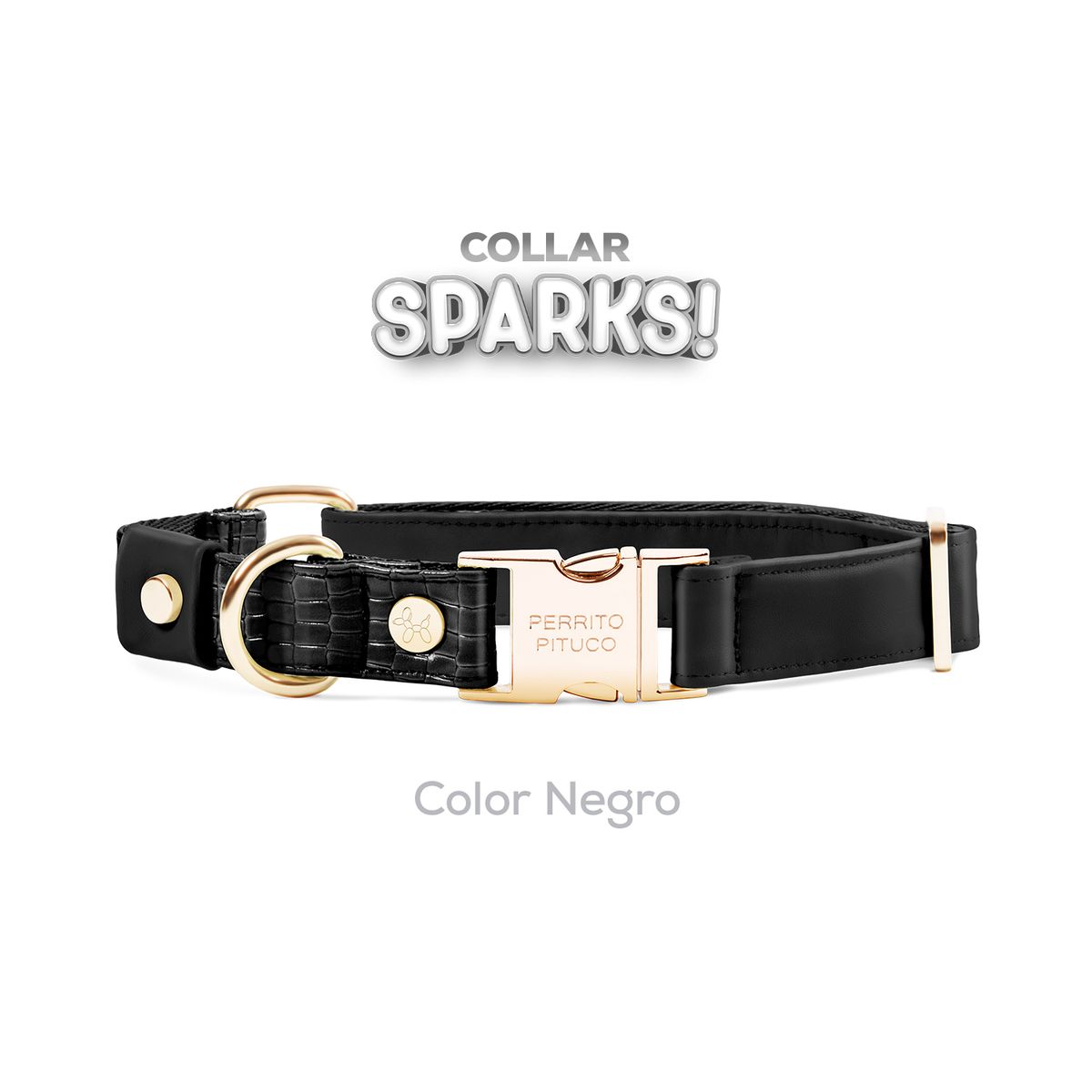 PERRITO PITUCO - COLLAR PERRITO PITUCO SPARKS NEGRO TALLA XL