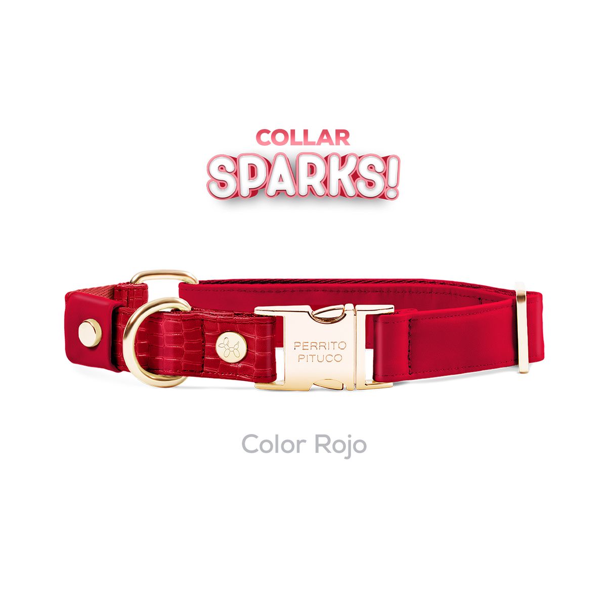 PERRITO PITUCO - COLLAR PERRITO PITUCO SPARKS ROJO TALLA L