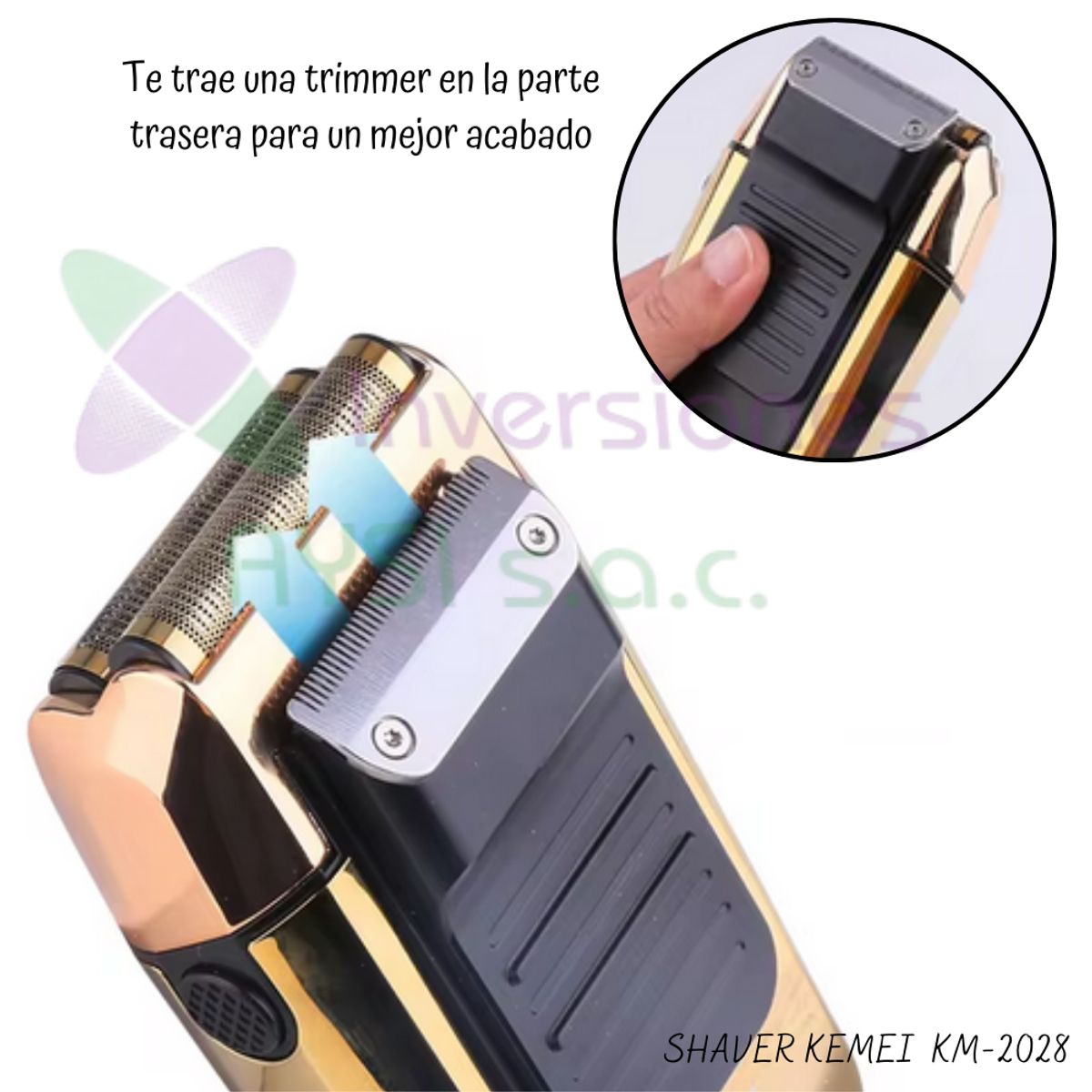 KEMEI - Shaver Kemei Digital C/Patillero 2 en 1 KM-2028