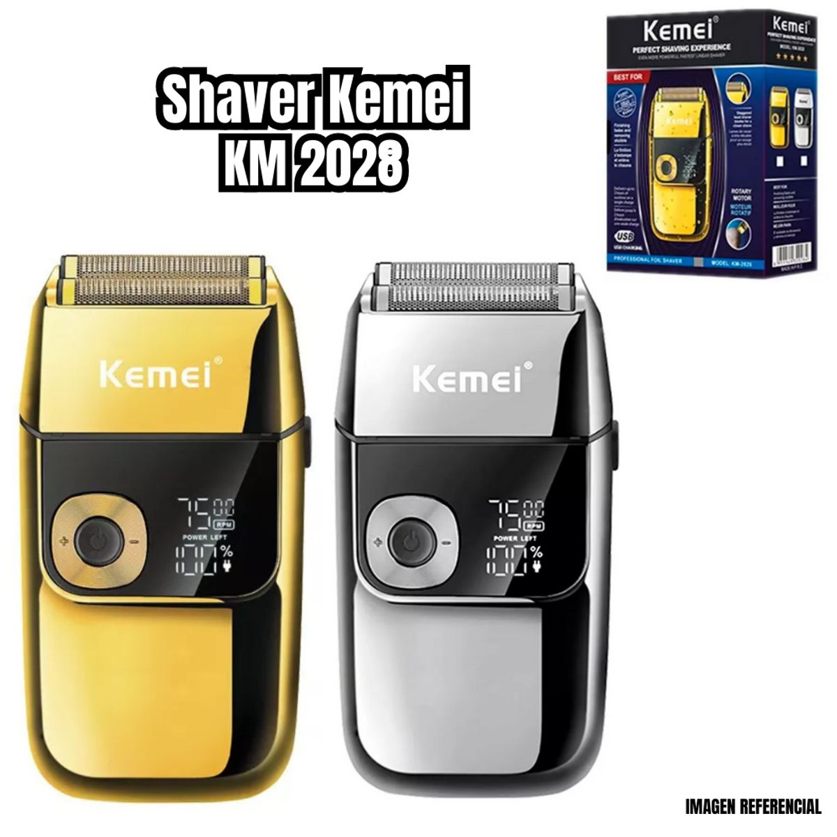 KEMEI - Shaver Kemei Digital C/Patillero 2 en 1 KM-2028