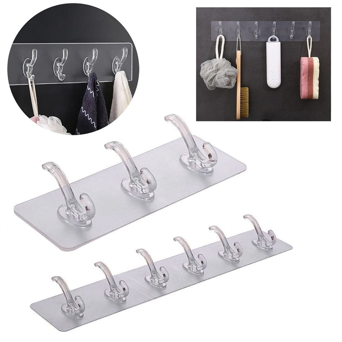 GENERICO - Perchero adhesivo colgador para pared 6 ganchos