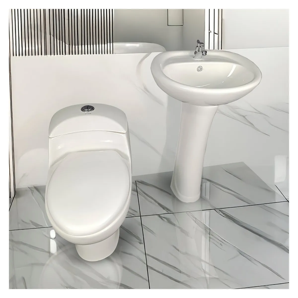 STONE - COMBO INODORO ONE PIECE ESSENCE BLANCO C LAVATORIO ESSENCE BLANCO STONE