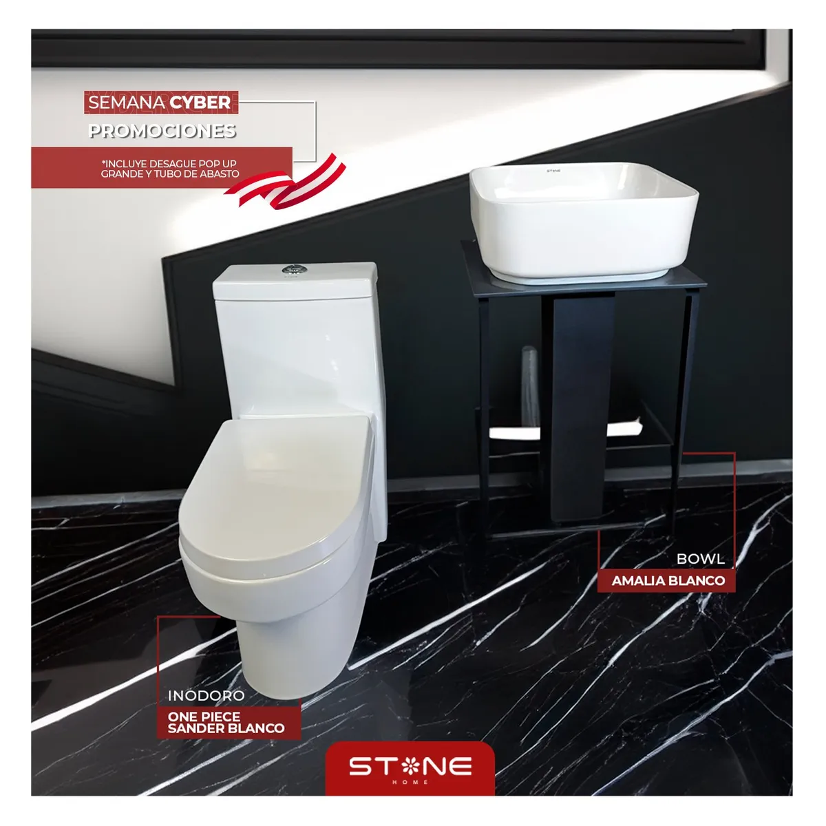 STONE - COMBO INODORO ONE PIECE SANDER BLANCO BOWL AMALIA BLANCO STONE