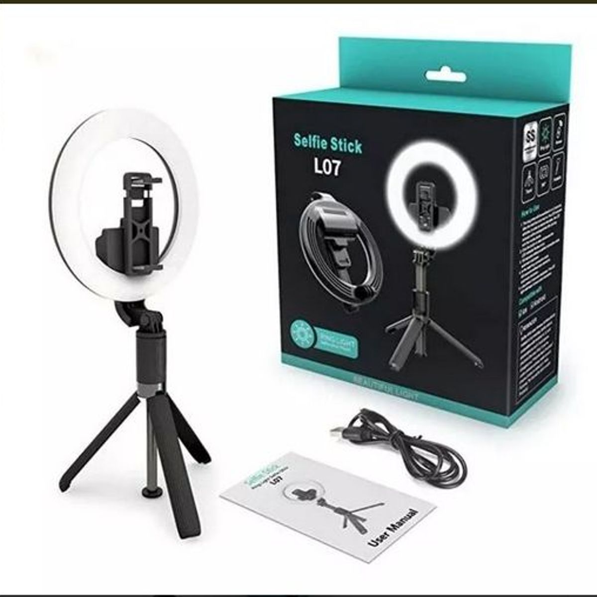 GENERICO - Tripode Selfie Stick Inalámbrico + Aro Led 5 3 Tonos