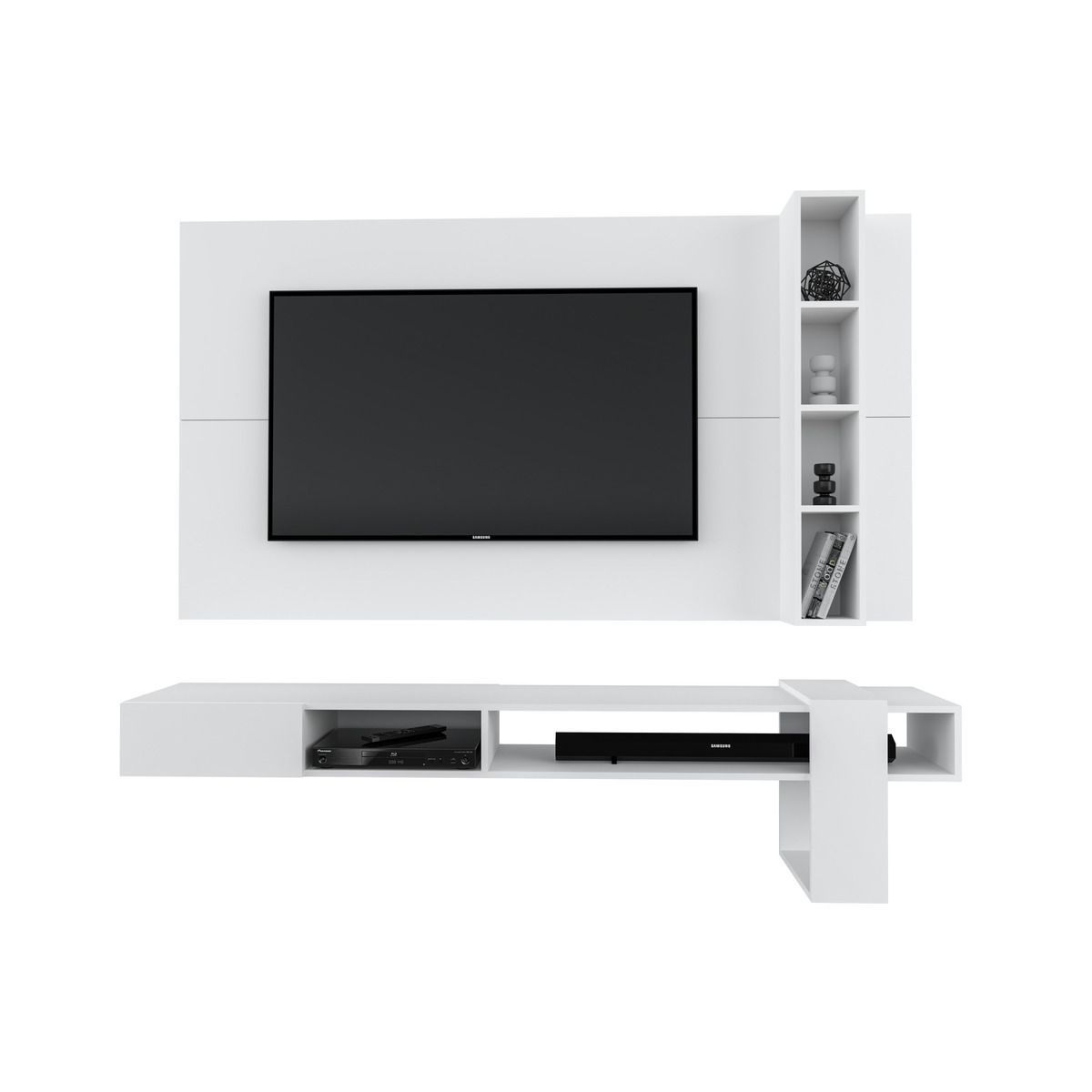 MOVENDA - Centro de Entretenimiento 65″ Gravatai Mesa de TV y Panel Movenda Blanco