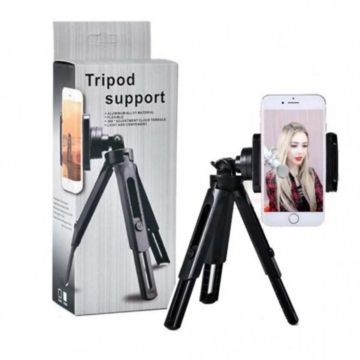 GENERICO - Mini Trípode 360° Estabilizador con Adaptador para Celular Cámara Tlf