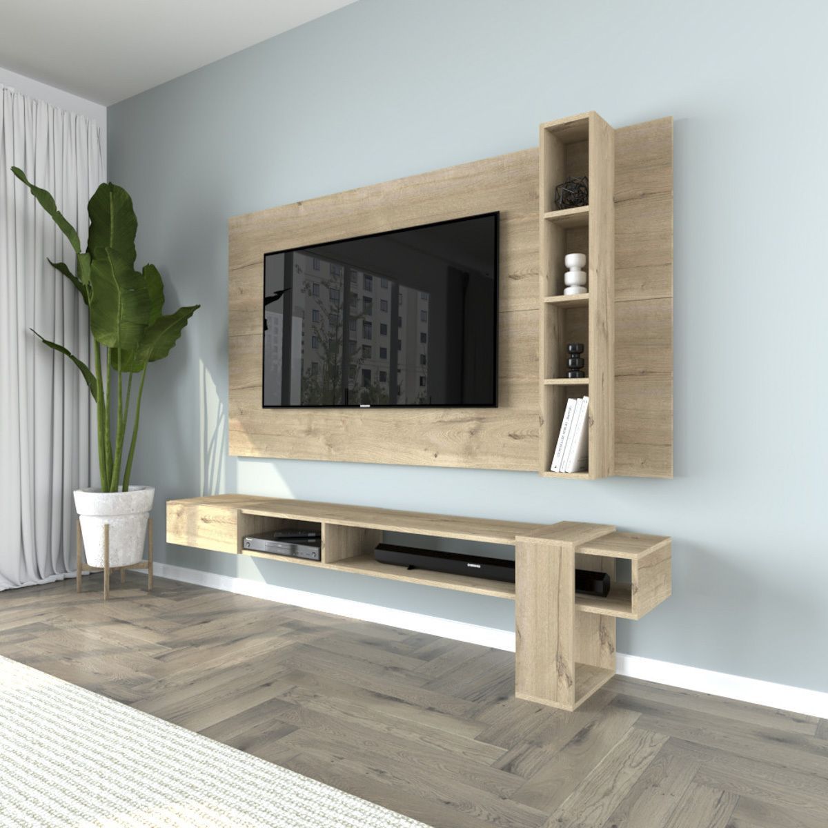 MOVENDA - Centro de Entretenimiento 65″ Gravatai Mesa de TV y Panel Movenda Duna