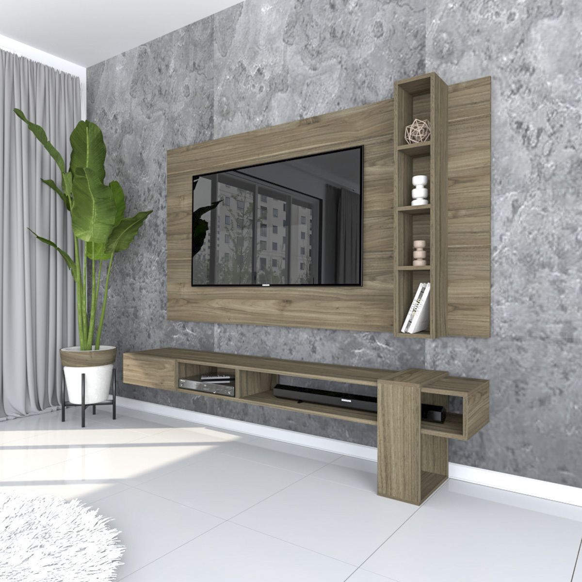 MOVENDA - Centro de Entretenimiento 65″ Gravatai Mesa de TV y Panel Movenda Gales