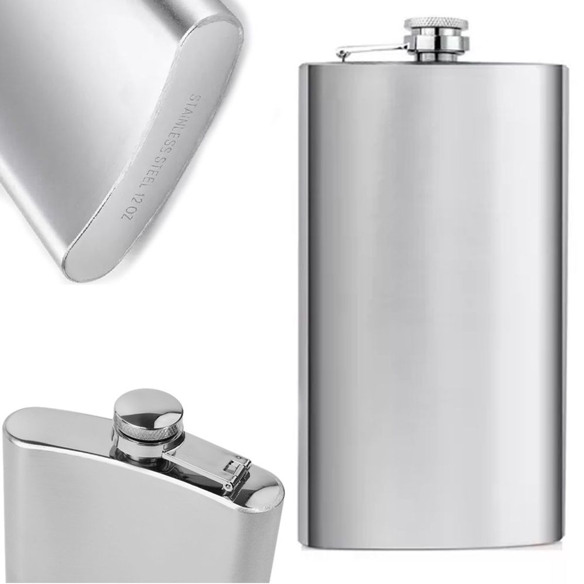 GENERICO - Licorera Bolsillo Wiskera 12 onzas Acero Inoxidable petaca