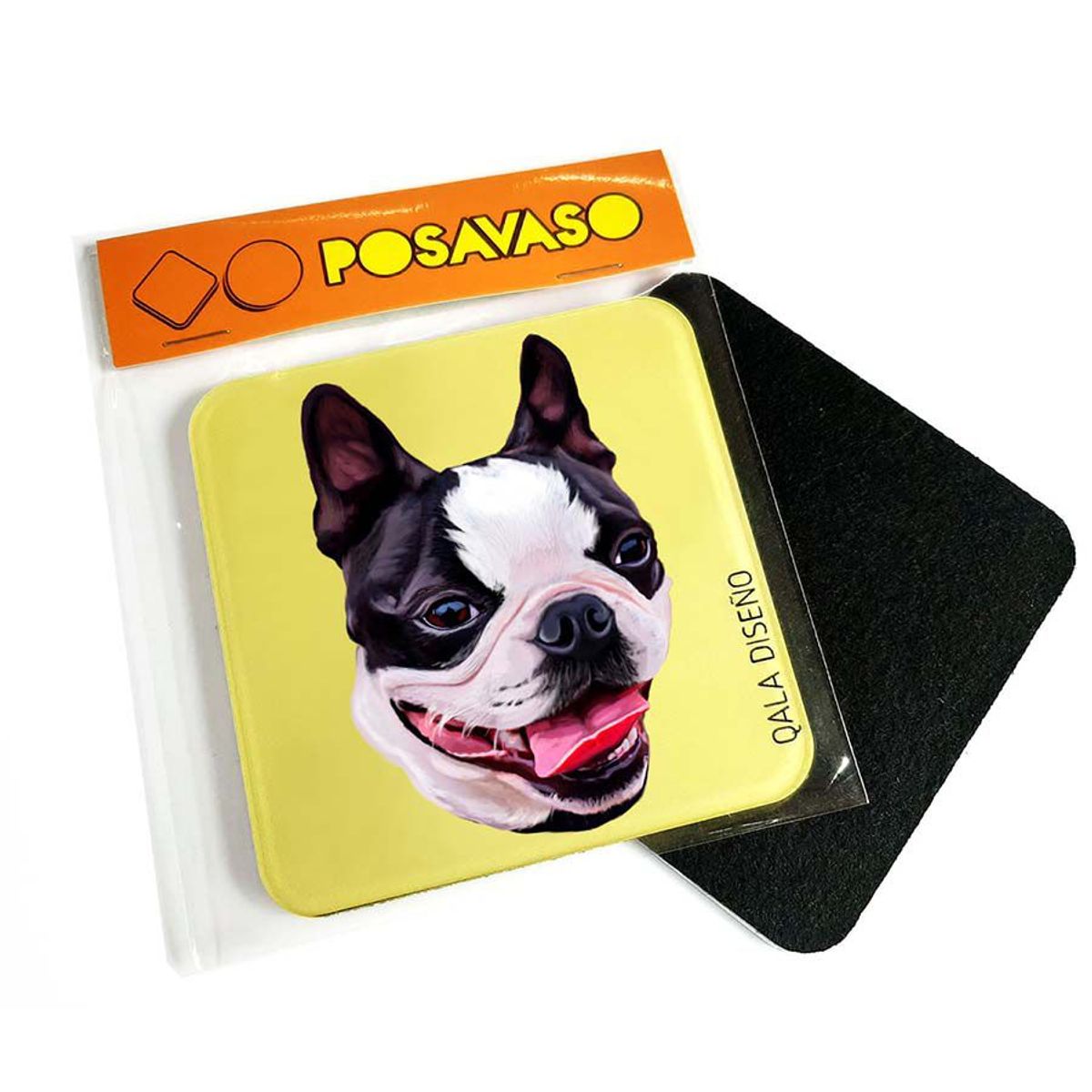 QALA DISEÑO - Posavaso de Acrílico - Qala Diseño - Perro Boston - Coaster 95x95