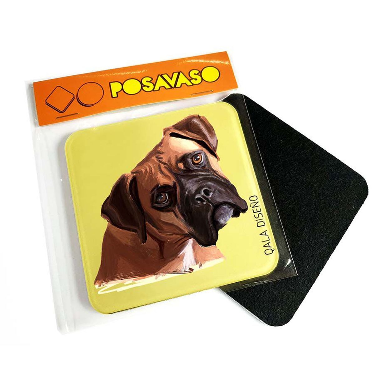 QALA DISEÑO - Posavaso de Acrílico - Qala Diseño - Perro Bóxer - Coaster 95x95