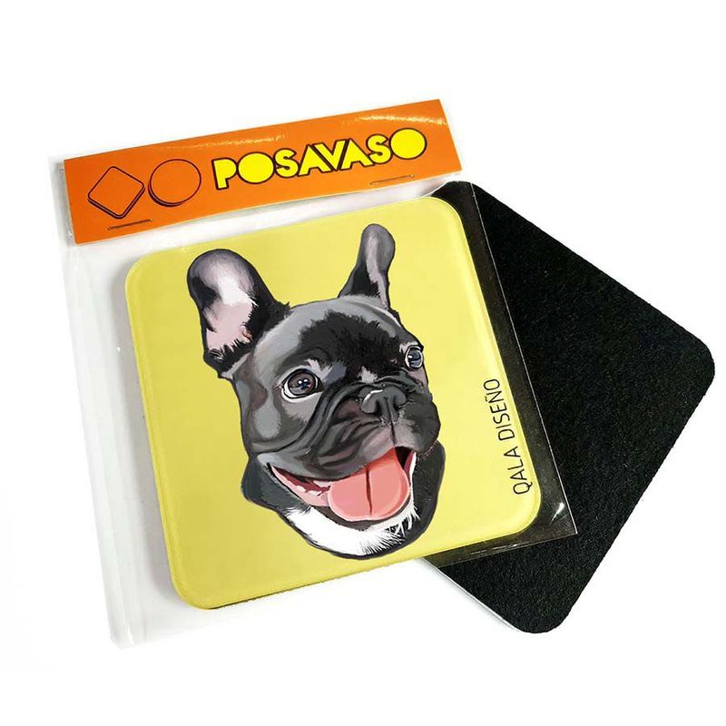 QALA DISEÑO - Posavaso de Acrílico - Qala Diseño - Perro Frenchie - Coaster 95x95