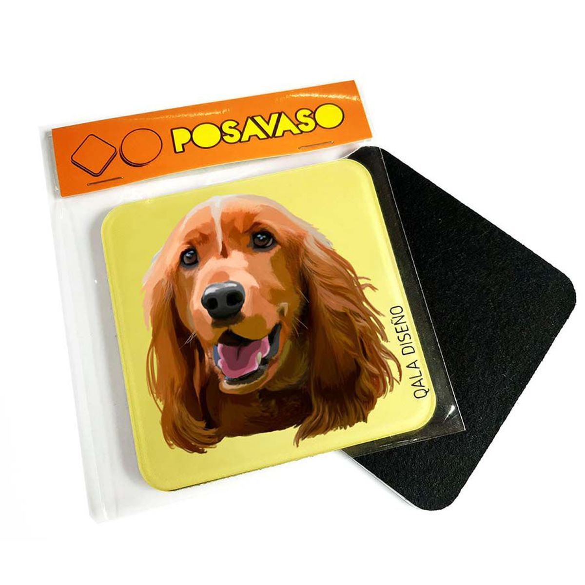 QALA DISEÑO - Posavaso de Acrílico - Qala Diseño - Perro Cocker - Coaster 95x95