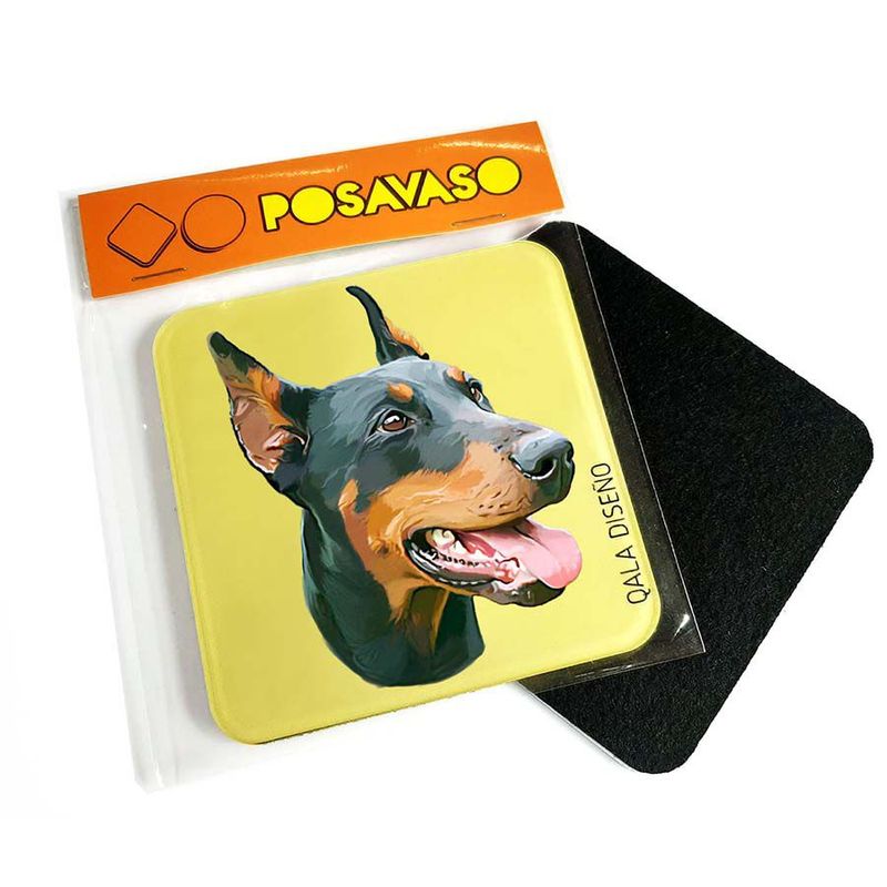 QALA DISEÑO - Posavaso de Acrílico - Qala Diseño - Perro Doberman - Coaster 95x95