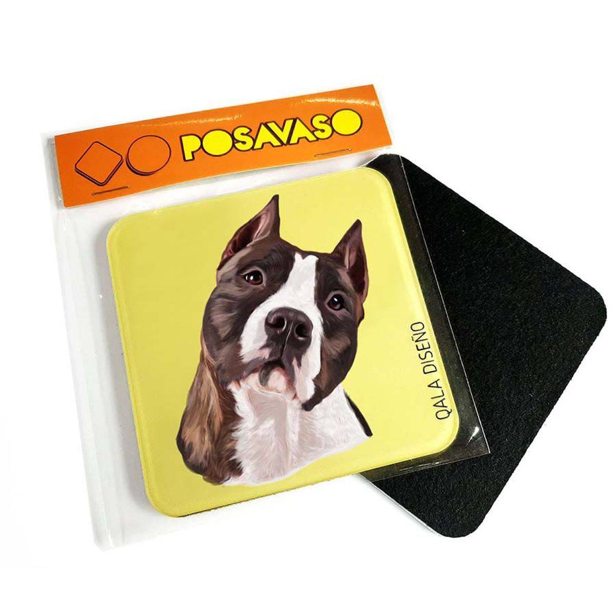 QALA DISEÑO - Posavaso de Acrílico - Qala Diseño - Perro Pitbull - Coaster 95x95