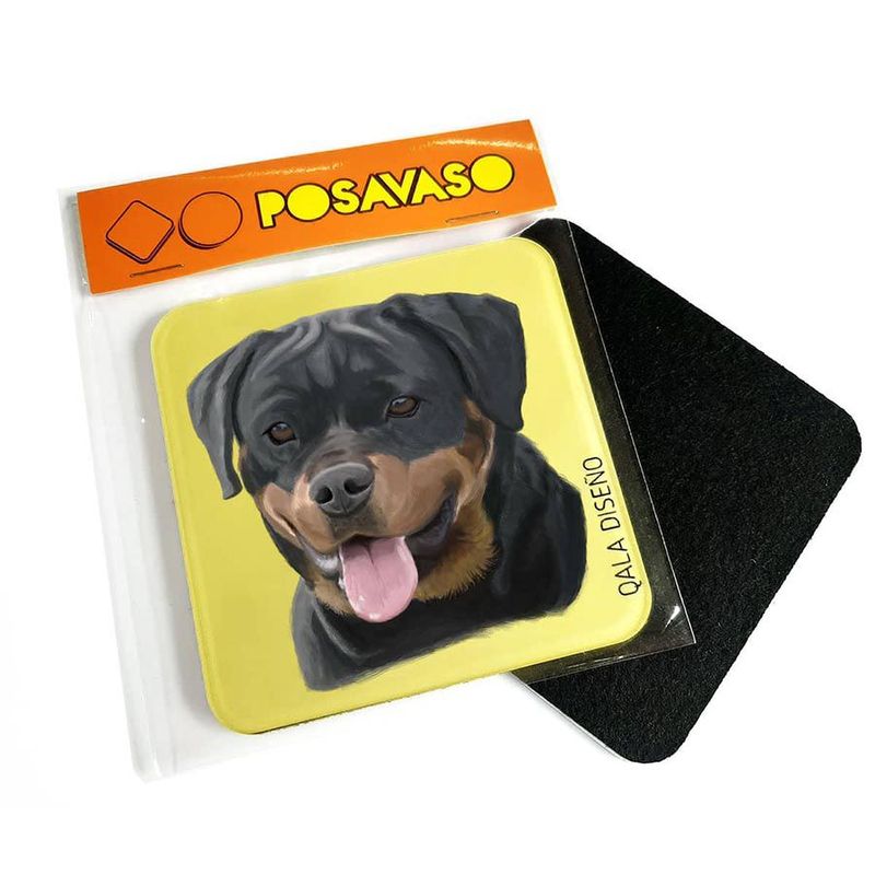 QALA DISEÑO - Posavaso de Acrílico - Qala Diseño - Perro Rottweiler - Coaster 95x95