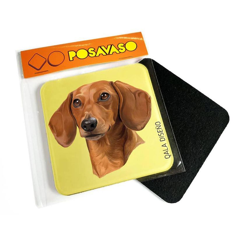 QALA DISEÑO - Posavaso de Acrílico - Qala Diseño - Perro Salchicha M - Coaster 95x95