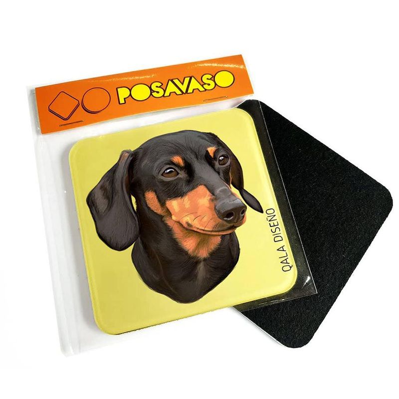 QALA DISEÑO - Posavaso de Acrílico - Qala Diseño - Perro Salchicha N - Coaster 95x95