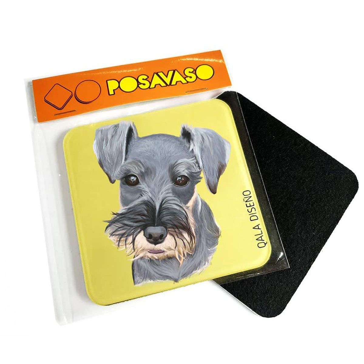 QALA DISEÑO - Posavaso de Acrílico - Qala Diseño - Perro Schnauzer - Coaster 95x95