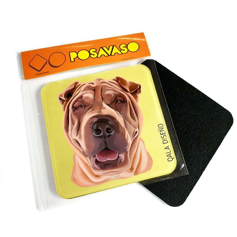 QALA DISEÑO - Posavaso de Acrílico - Qala Diseño - Perro Shar Pei - Coaster 95x95