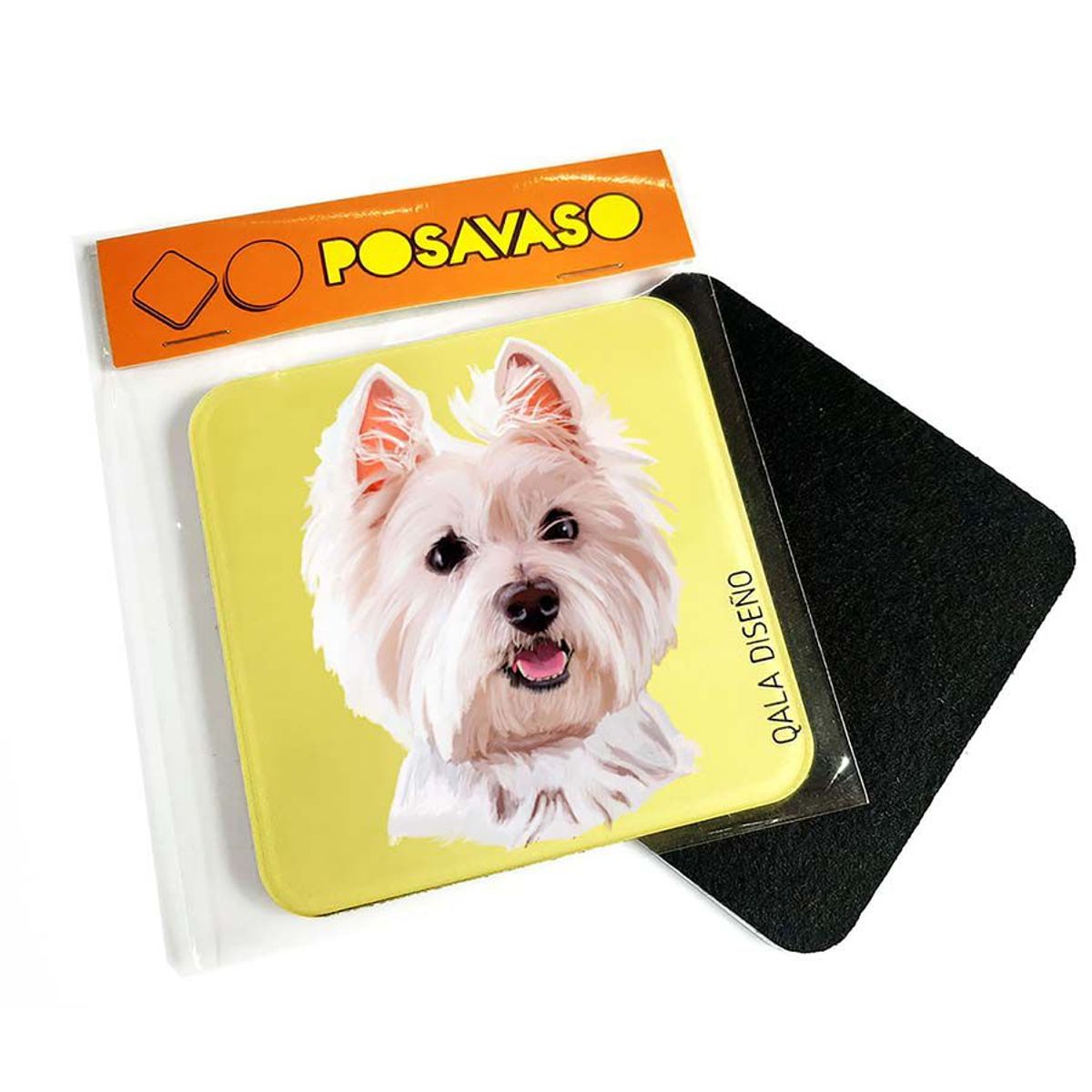 QALA DISEÑO - Posavaso de Acrílico - Qala Diseño - Perro Westie - Coaster 95x95