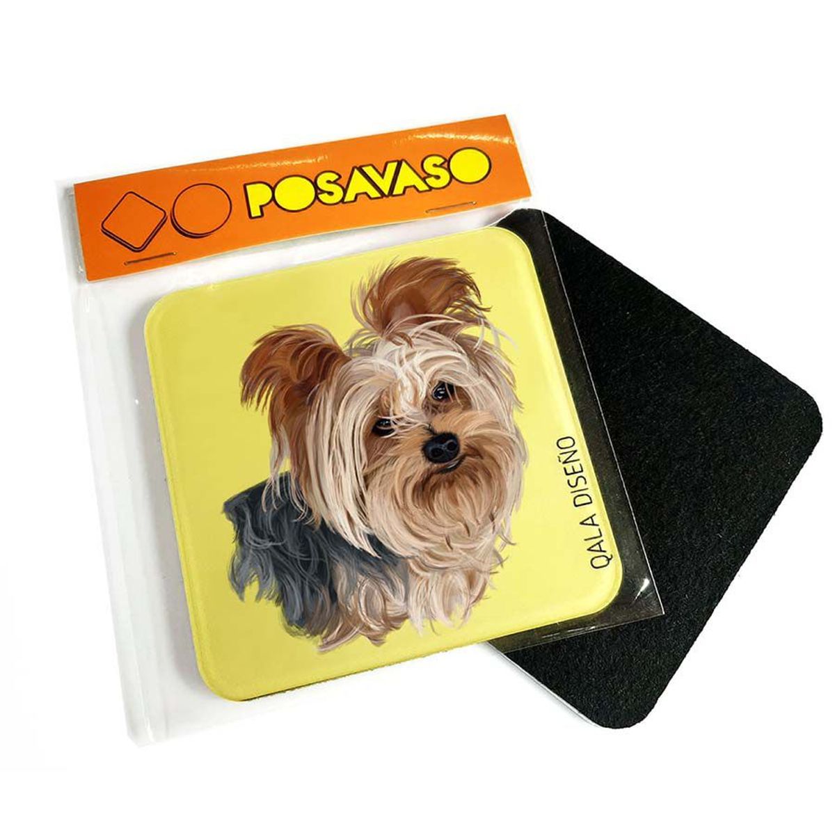 QALA DISEÑO - Posavaso de Acrílico - Qala Diseño - Perro Yorkie - Coaster 95x95