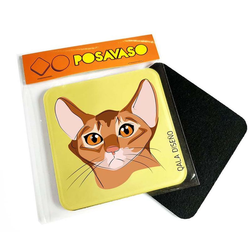 QALA DISEÑO - Posavaso de Acrílico - Qala Diseño - Gato Orejón - Coaster 95x95