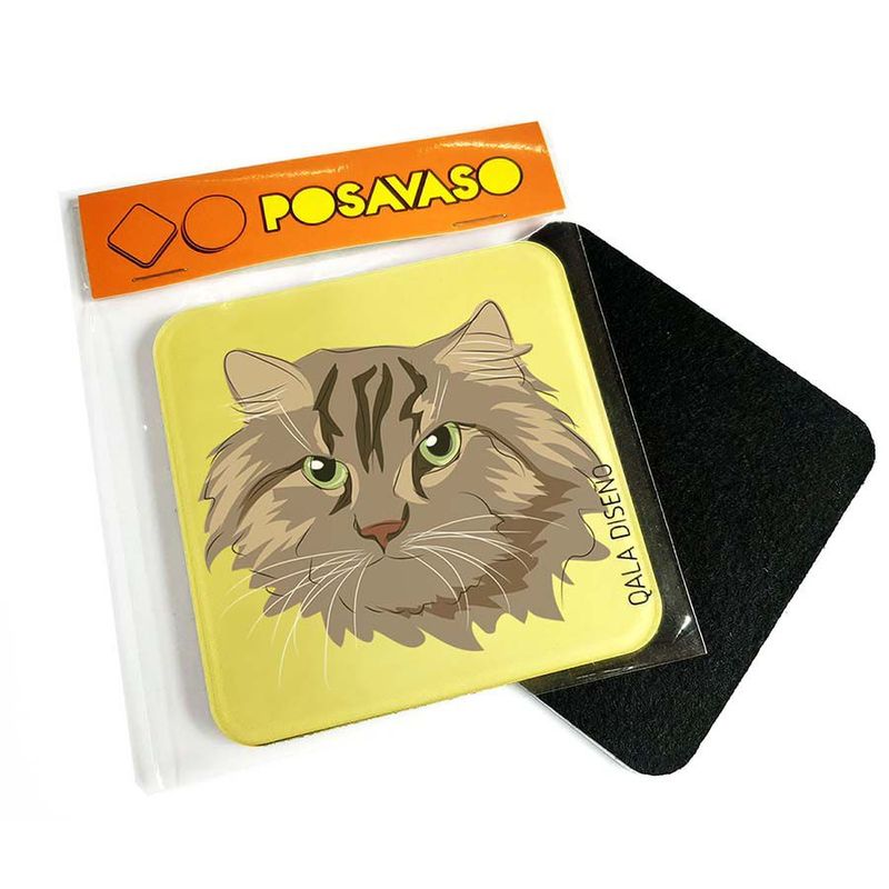 QALA DISEÑO - Posavaso de Acrílico - Qala Diseño - Gato Peludo - Coaster 95x95
