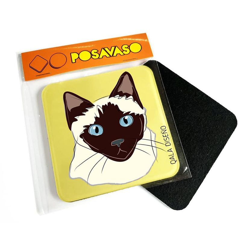 QALA DISEÑO - Posavaso de Acrílico - Qala Diseño - Gato Siamés - Coaster 95x95