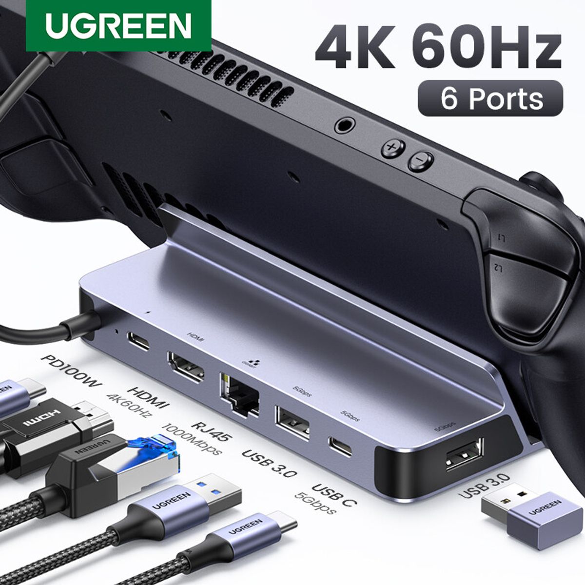 UGREEN - HUB 6 en 1 para Steam Deck / Nintendo Switch UGREEN