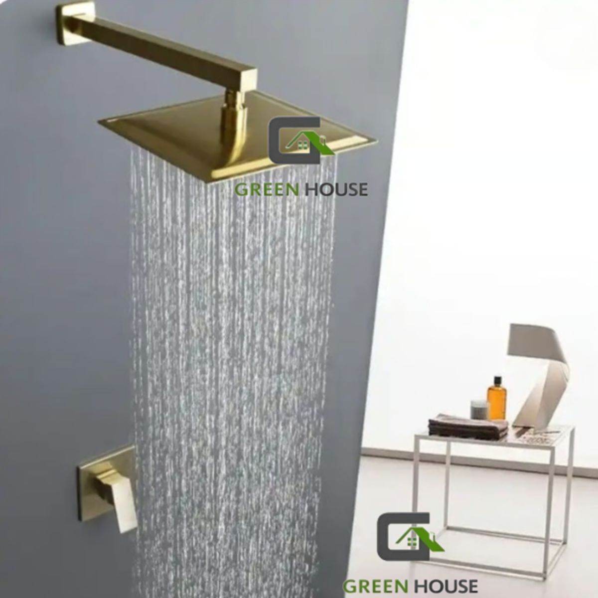 GENERICO - JUEGO DE  DUCHA  ACERO 10 PULGADAS + MEZCLADORA DE DUCHA  DORADO