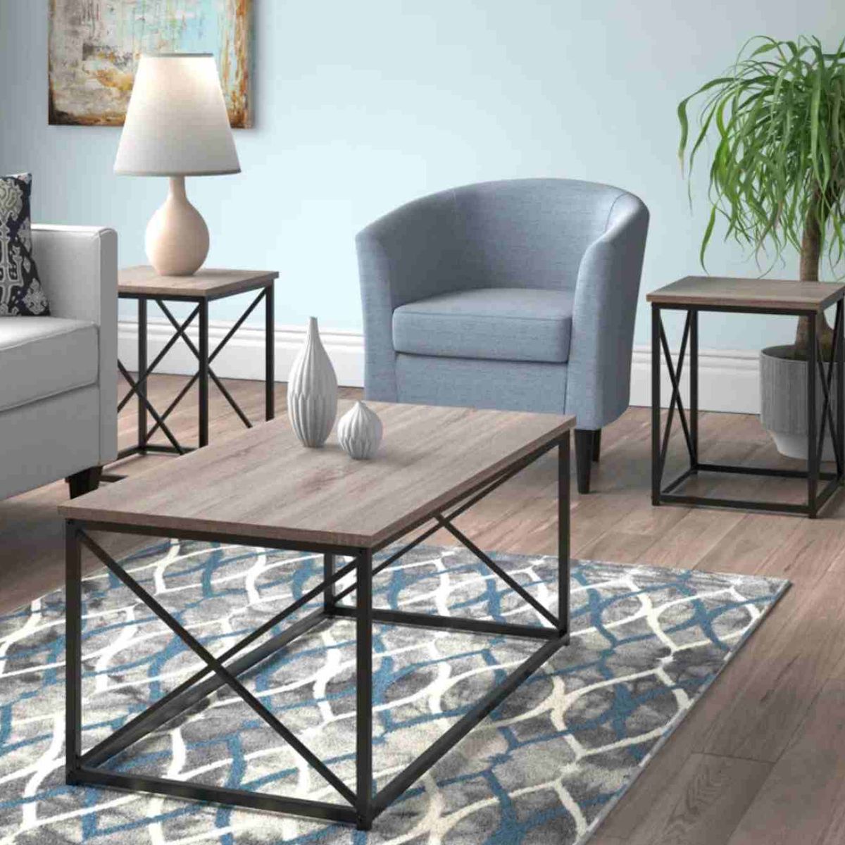 VENTITAS HOME - Combo Helga Mesa de Centro + 2 Mesas Auxiliares Ventitas Home Olivo