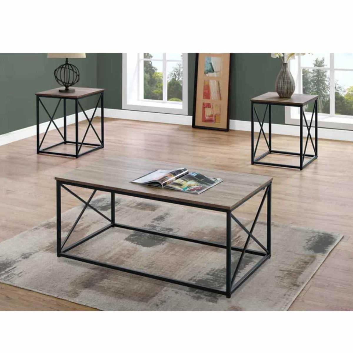 VENTITAS HOME - Combo Helga Mesa de Centro + 2 Mesas Auxiliares Ventitas Home Olivo