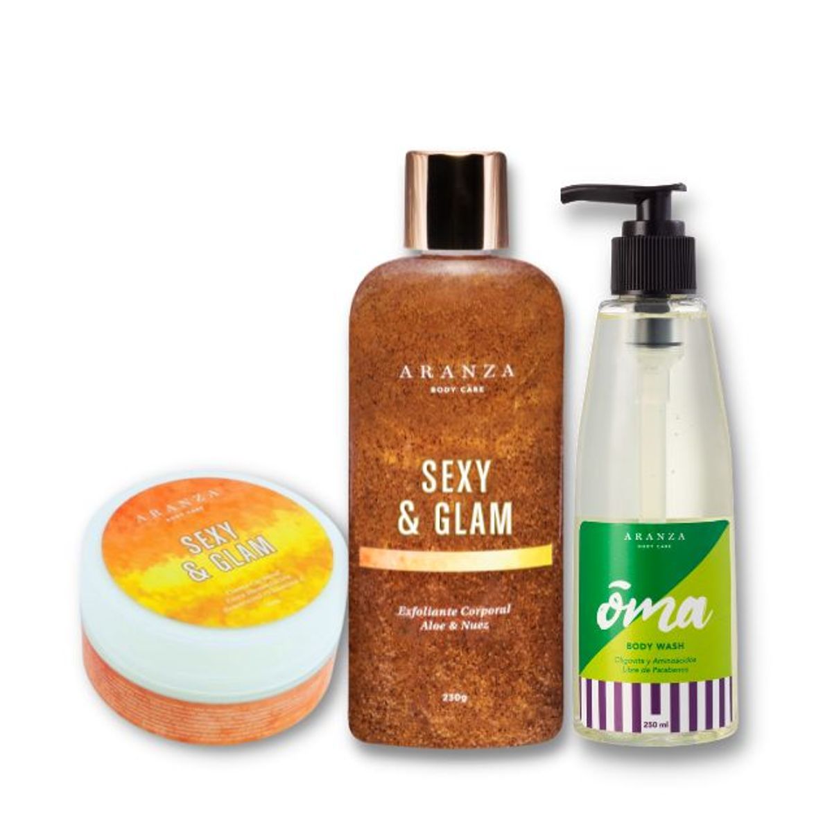 ARANZA - TRIPACK BODY BUTTER AROMA FRUTAL CÍTRICO + EXFOLIANTE + GEL DE BAÑO